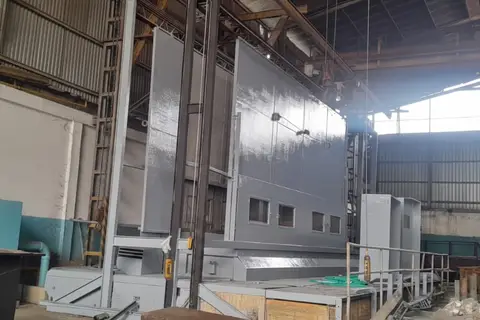 Cuba centrífuga 65cm en operación, galvanizando piezas de ferretería